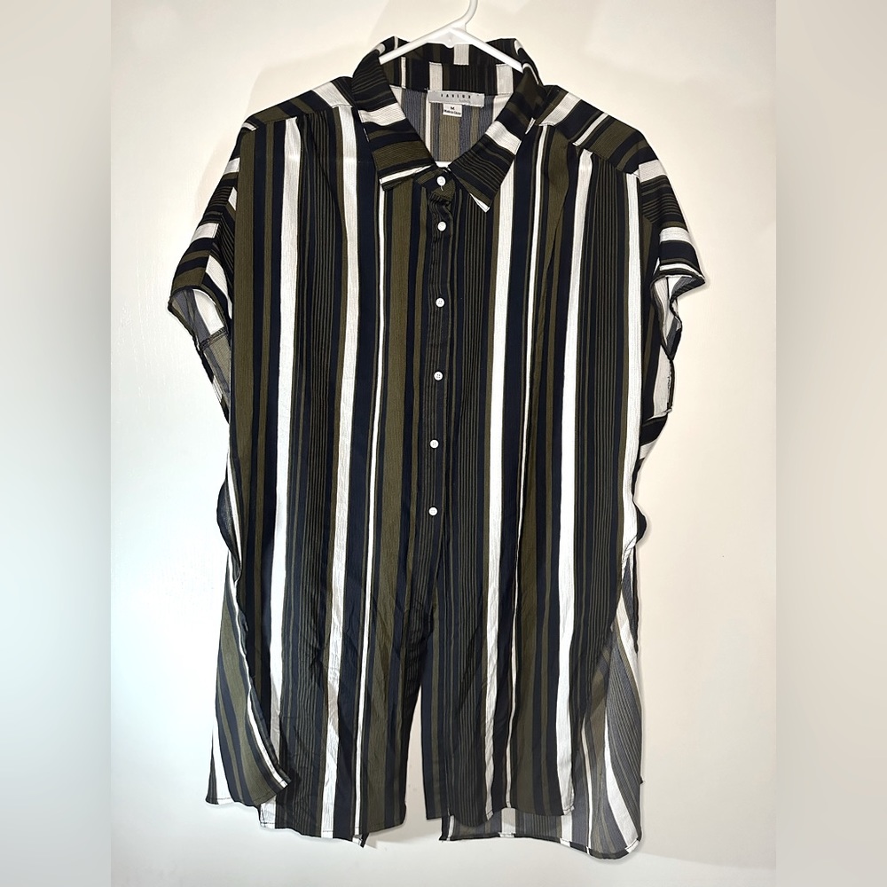 Favlux Fashion Women’s Green/Navy Blue/White Women’s Flowy Top Size M